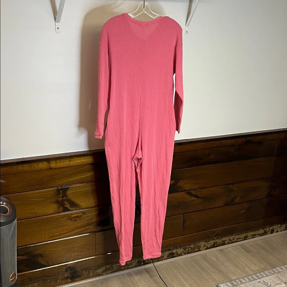 Victoria's‎ Secret Pink Ribbed Thermal Button Down One Piece PJs- M